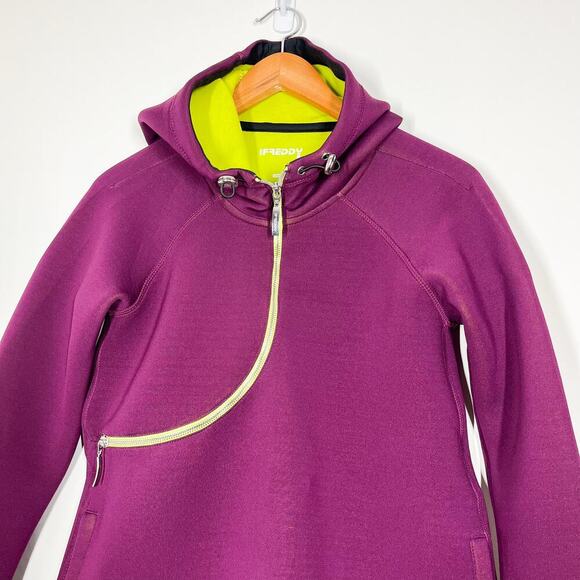 Freddy Italian‎ Breathable Water Resistant Hoodie M Purple Curved Zip Surfing - Picture 2 of 15